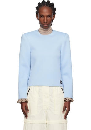 Pushbutton Blue Curvy Shoulder Top