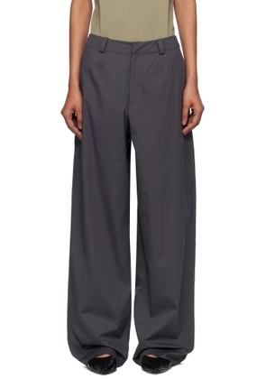 BAMBOU ROGER KWONG Gray Stretch Cotton Micro Faille Trousers