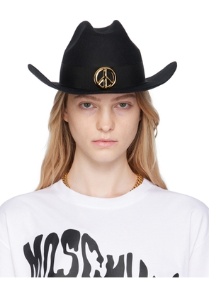 Moschino Jeans Black Peace Symbol Fedora