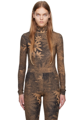 MM6 Maison Margiela Tan & Black Printed Bodysuit