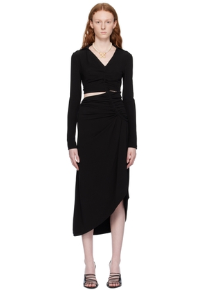 Off-White Black Ruched Midi Dress