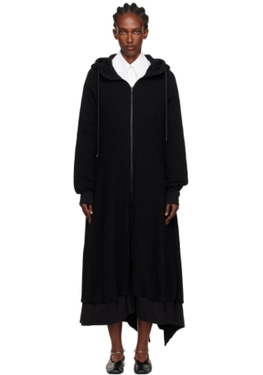 YOHJI YAMAMOTO Black Hooded Track Maxi Dress