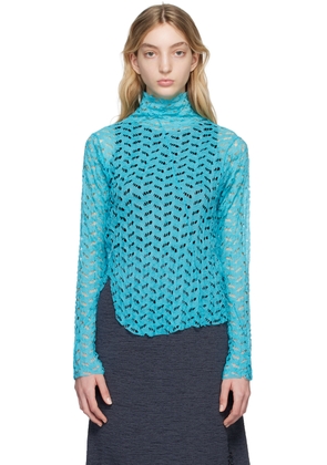 Song for the Mute SSENSE Exclusive Blue Distressed Turtleneck