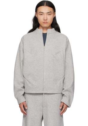J EONGL I Gray Hybrid Wool Slash Jacket