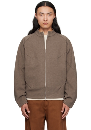 J EONGL I Brown Hybrid Wool Slash Jacket