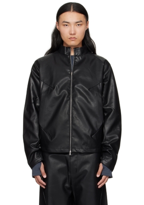 J EONGL I Black Slash Faux Leather Jacket