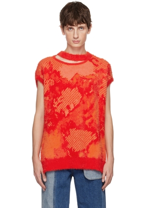 Feng Chen Wang Orange Landscape Painting Sweater