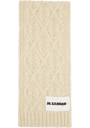 Jil Sander Beige Chunky Donegal Wool Cable Scarf