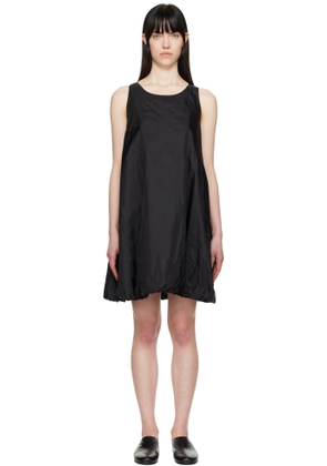 AMOMENTO Black Nylon Volume Minidress