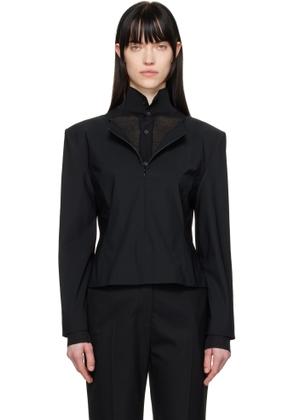 AMOMENTO Black Boat Neck Two Way Top