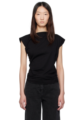 3.1 Phillip Lim Black Draped Asymmetric T-shirt