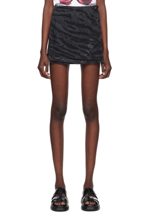 GANNI Black Lazer Denim Miniskirt