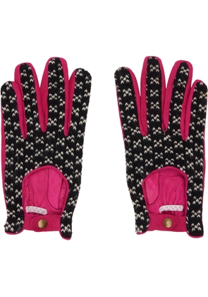Julie Kegels Pink & Black Leather Gloves
