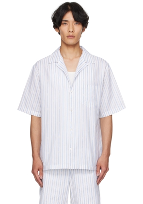 McQueen White & Blue Skull Stripe Shirt