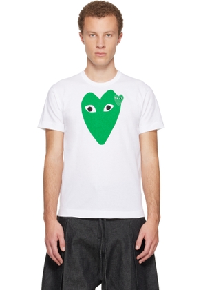 COMME des GARÇONS PLAY White Large Green Heart & Emblem T-shirt