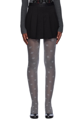 GANNI Black Light Twill Pleated Miniskirt