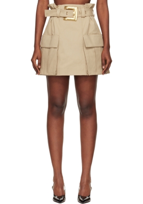 Balmain Beige High-Waisted Gabardine Miniskirt