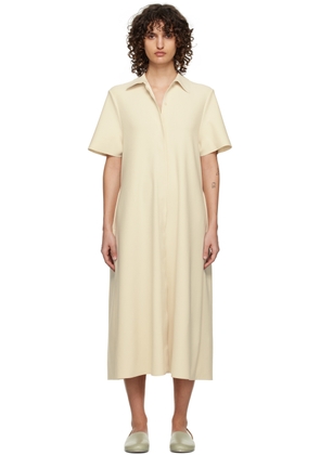 Birrot Off-White Spread Collar Midi Dress