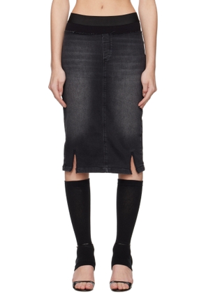 Prototypes Black Waistband Pencil Denim Midi Skirt