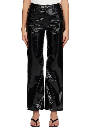 SIMONMILLER Black Wide-Leg Faux-Leather Trousers