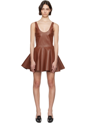 JW Anderson Brown Circle Skirt Leather Minidress
