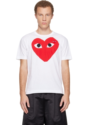 COMME des GARÇONS PLAY White Large Red Heart & Emblem T-shirt