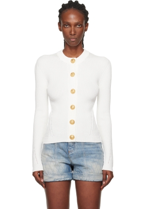 Balmain White Fine Knit Cardigan