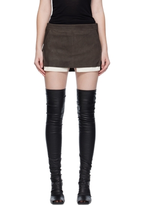 Rick Owens Gray Concordians Fog Cutoff Leather Miniskirt