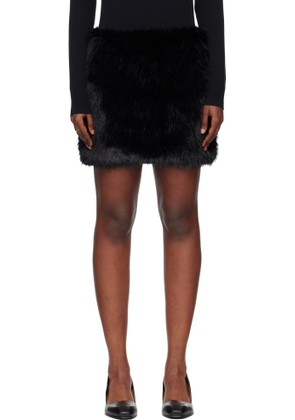 TONYWACK Black Faux-Fur Miniskirt