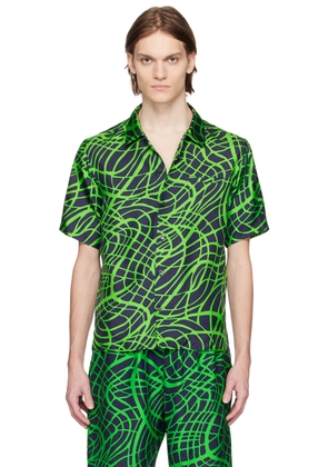 Moschino Navy & Green Wave Shirt