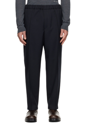Jil Sander Navy Wool Gabardine Tapered Trousers
