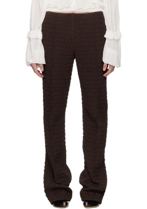 Tory Burch Brown Wool Silk Slim Trousers