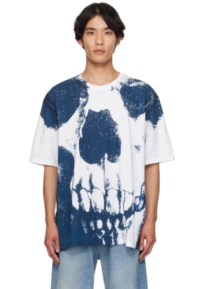McQueen White & Blue Exploded Skull T-shirt