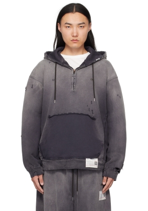 Maison MIHARA YASUHIRO Black Sun Faded Half Zip-Up Hoodie
