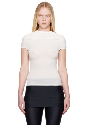 ALAINPAUL White Gathered Neck Tank Top