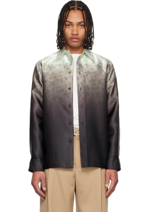 Jil Sander Green & Black Floral Shirt