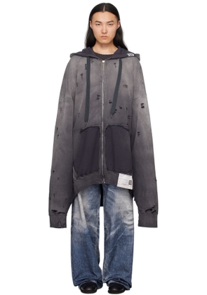 Maison MIHARA YASUHIRO Black Sun Faded Huge Zip-Up Hoodie