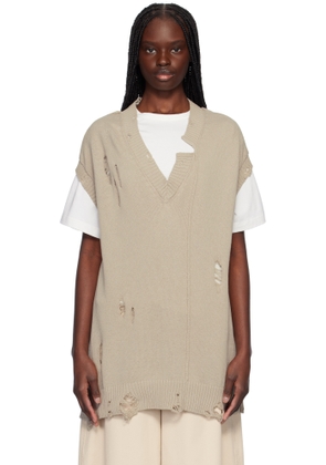YOHJI YAMAMOTO Taupe 7G2P Jersey V Neck Vest