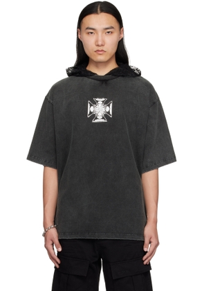 We11done Black Heart Cross Layered T-shirt