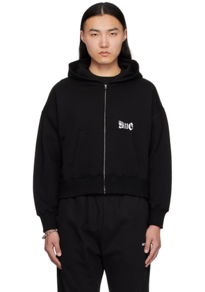 We11done Black Logo Zip-Up Hoodie
