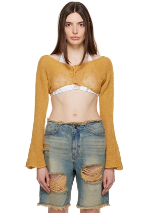 OPEN YY Yellow Cropped Cardigan