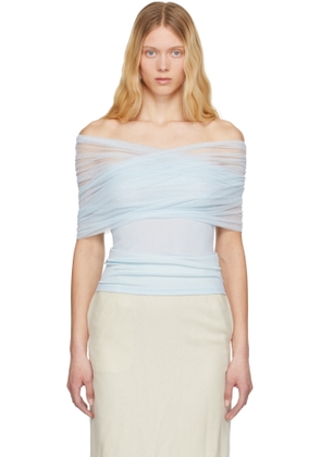 Christopher Esber Blue Crossed Tulle Top
