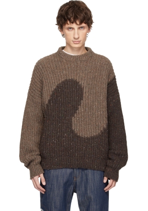 ERL Brown Knit Crewneck Swirl Sweater