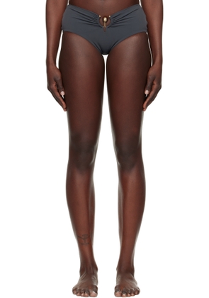 Christopher Esber Gray Orbit Ruched Bikini Bottom