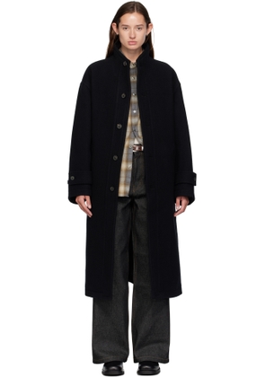 COOR Black Virgin Wool High-Neck Coat