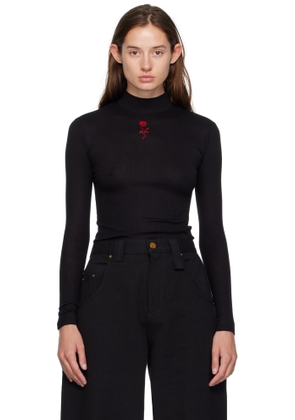 WILLY CHAVARRIA Black Gabriela Mock Neck Top