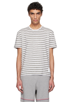 Thom Browne Gray & White Linen Jersey Ringer T-shirt