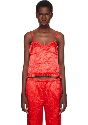 Meryll Rogge Red Creased Satin Slip Camisole