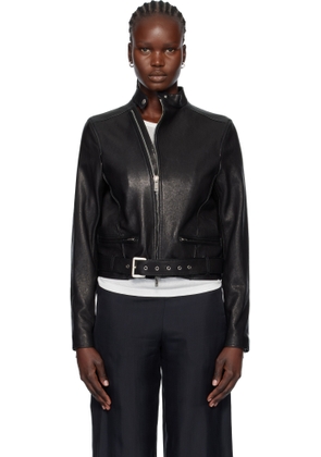 Ann Demeulemeester Black Ikra Fitted Leather Biker Jacket