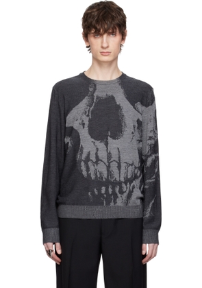 McQueen Gray Skull Sweater
